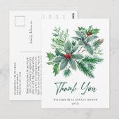 Holly Berry Kerstfeestdag Dank je wel Briefkaart (Voorkant / Achterkant)