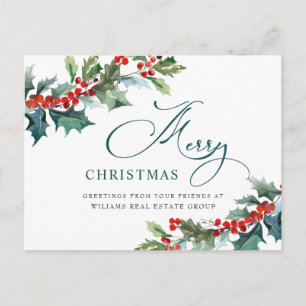 Holly Berry Kerstmis Mistletoe Corporate Greeting Briefkaart