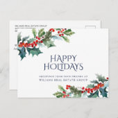 Holly Berry Kerstmis Mistletoe Corporate Greeting Briefkaart (Voorkant / Achterkant)