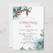 Holly Berry Kerstmis Mistletoe Holiday EVE Kaart (Voorkant)