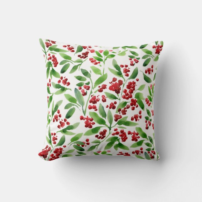 Holly Berry KerstPillow Kussen (Voorkant)