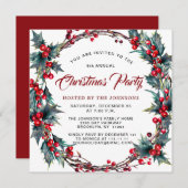 Holly Berry krans Waterverf Kerstfeest Kaart (Voorkant / Achterkant)