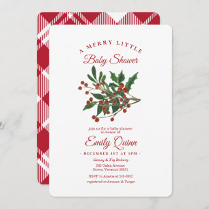 Holly Berry Merry Petite Invitation Baby shower