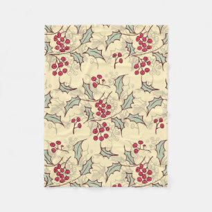 Holly berry-ontwerp fleece deken