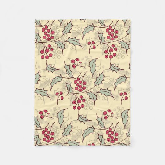 Holly berry-ontwerp fleece deken (Voorkant)