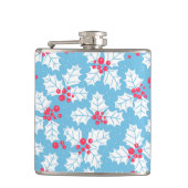 Holly berry op blauw heupfles (Voorkant)