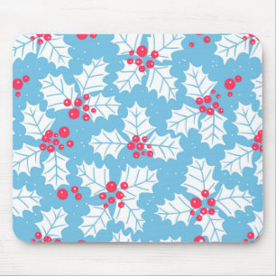 Holly berry op blauw muismat