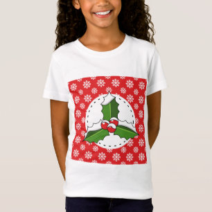 Holly Berry op Red White Snowflakes Pattern T-shirt