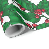 Holly berry op wit cadeaupapier (Rol Hoek)