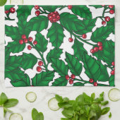 Holly berry op wit theedoek (Gevouwen)