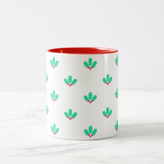 Holly Berry Pattern Tweekleurige Koffiemok (Center)