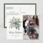 Holly Berry Photo Kerstfeestay Briefkaart (Voorkant / Achterkant)