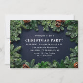 Holly Berry Pine Cones Branch Kerstparty Kaart (Voorkant)