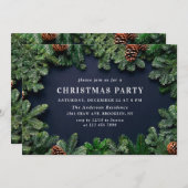 Holly Berry Pine Cones Branch Kerstparty Kaart (Voorkant / Achterkant)