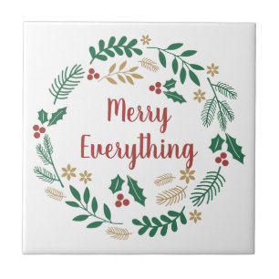 Holly Berry Pine Wreath Merry Alles Holiday Tegeltje