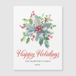 Holly Berry Prettige feestdagen Magnetische Kaart