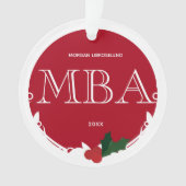 Holly Berry Red White Naam Jaar MBA Afstuderen Ornament (voorkant)
