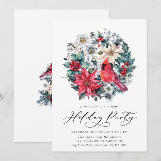 Holly Berry Rode Kardinaal  feestdag Kaart (Voorkant / Achterkant)