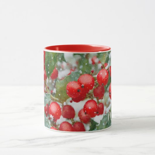 Holly Berry Snow Holiday Mok Cup (Midden)