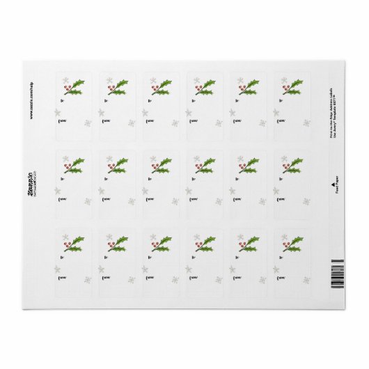 Holly Berry Sprig Gift Label (Full Sheet)