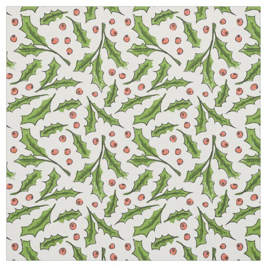 Holly Berry Sprig Pattern Stof (Swatch)