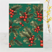 Holly & Berry Sprigs Kerstkaart Kaart (Gele Bloem)