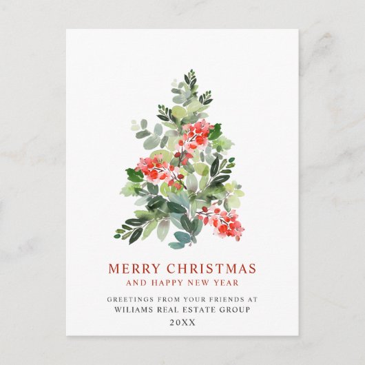 Holly Berry Tree kerst Corporate Holiday Briefkaart (Voorkant)