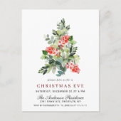 Holly Berry Tree Kerstavond Uitnodiging Kaart (Voorkant)