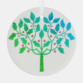 Holly berry tree ontwerp op een glazen ornament (Achterkant)