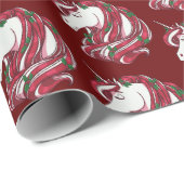 Holly Berry Unicorn Cadeaupapier (Rol Hoek)