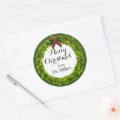 Holly Berry Wreath Custom Christmas Ronde Sticker (Envelop)