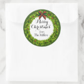 Holly Berry Wreath Custom Christmas Ronde Sticker (Tas)