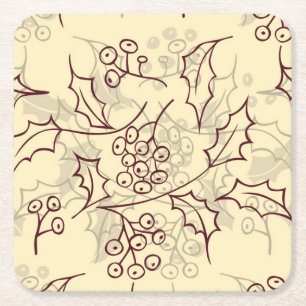 Holly beslaat naadloos design vierkante kartonnen onderzetter