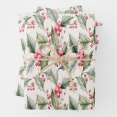 Holly bessen en feestelijk inpakpapier (In situ)