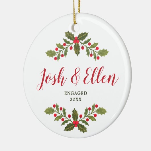 Holly Bessen Groene Personalized Verlovings Keramisch Ornament (Links)