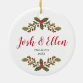 Holly Bessen Groene Personalized Verlovings Keramisch Ornament (Achterkant)