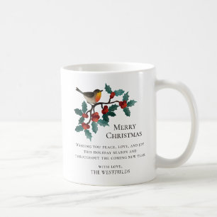 Holly Bessen Winter Vogel Kerstmis Geschenk Koffiemok