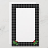Holly bladeren | grijze vlecht | Kerstman Briefpapier (Voorkant / Achterkant)