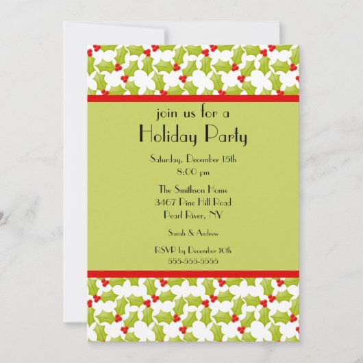 Holly Border Holiday Kerstparty Uitnodiging (Voorkant)