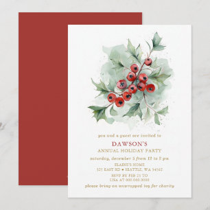 Holly Botanical Bedrijfs Kerstfeest Kaart