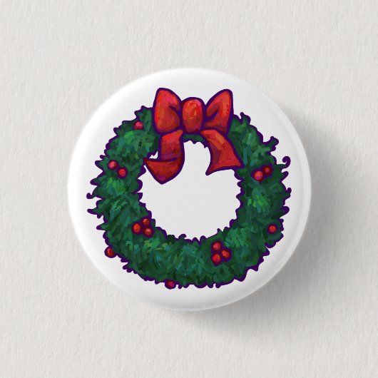 Holly Boughs Ronde Button 3,2 Cm (Voorkant)