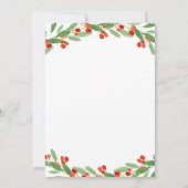Holly Branch Waterverf Foto Kerstfeest Kaart (Achterkant)