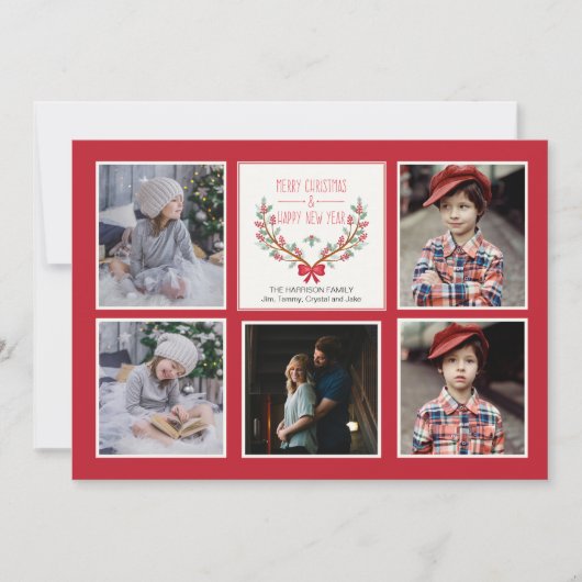 Holly Branches 5-fotokaart Kaart (Voorkant)