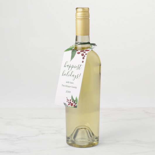 Holly Branches Bottle Label (Schuin)