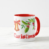 Holly Branches en Merry Kerstmis Mok (Voorkant rechts)