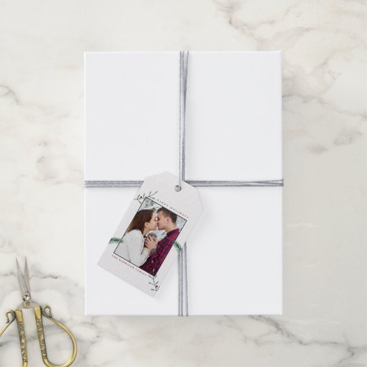 Holly Branches: Kerstfeestdag Cadeaulabel (Met Touw)