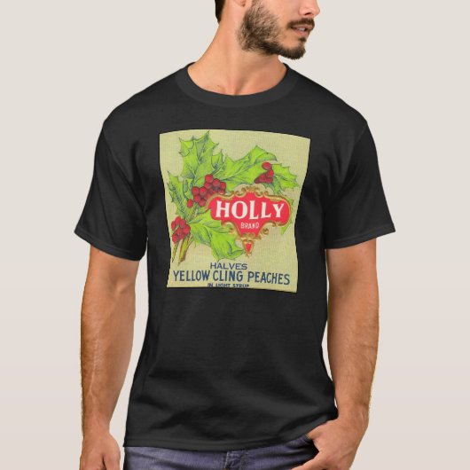 Holly Brand Peaches Fruit Crate Label T-shirt (Voorkant)