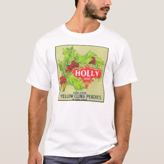 Holly Brand Peaches Fruit Crate Label T-shirt (Voorkant)
