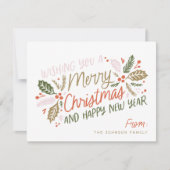  Holly Bright Typografie Kerstmis Feestdagenkaart (Voorkant)