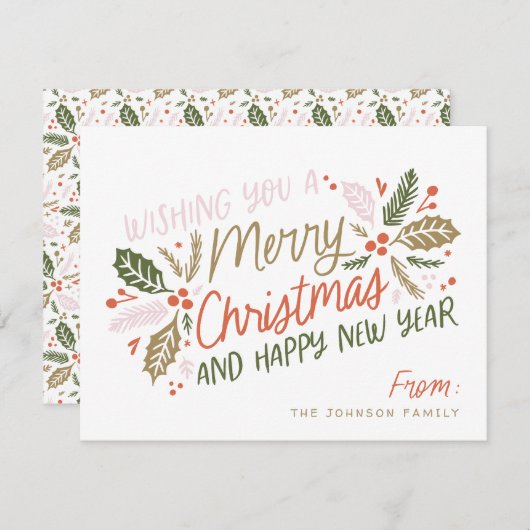  Holly Bright Typografie Kerstmis Feestdagenkaart (Voorkant / Achterkant)